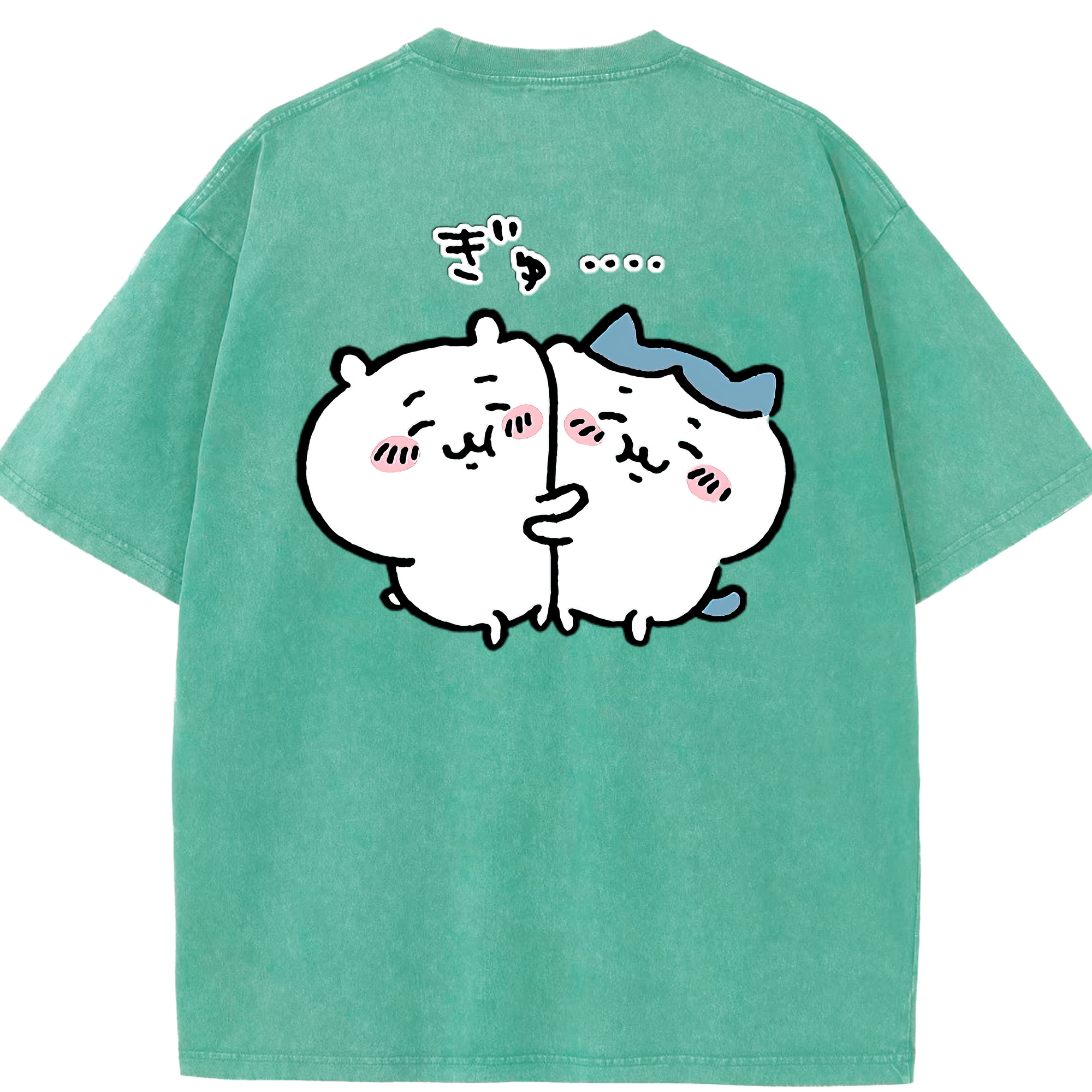 （画像用） ちいかわ ハチワレ Chii-kawa hachiware 綿100% ヴィンテージ風 半袖Tシャツ（背面プリント）